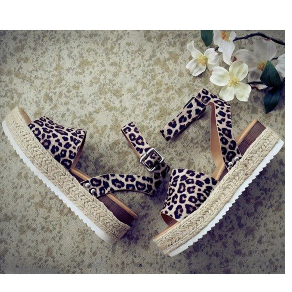 🍁 LAST SIZES “Amelia” Espadrille Sandal Leopard - Picture 6 of 7